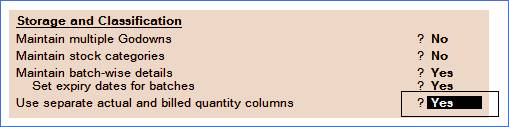 Use Separate Actual and Billed Quantity Columns using Tally.ERP9